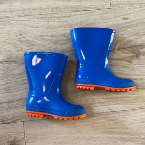 Blue and Orange Rainboots - Made in Canada
